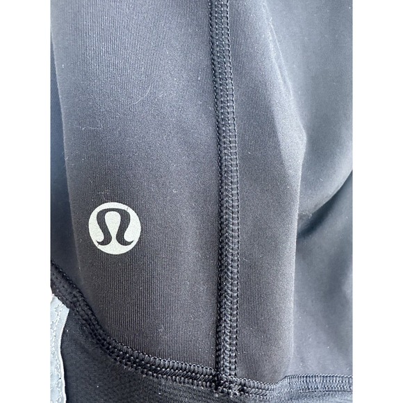 Lululemon Run Pace Crop Pant Sz 8 Running Capris Black/neon Green Pink polka Dot - Picture 9 of 11